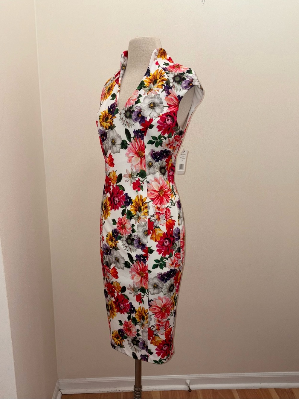 Alexia Admor NEW Floral Cap Sleeve Midi Dress Size Medium Cocktail Vacation - Picture 3 of 16